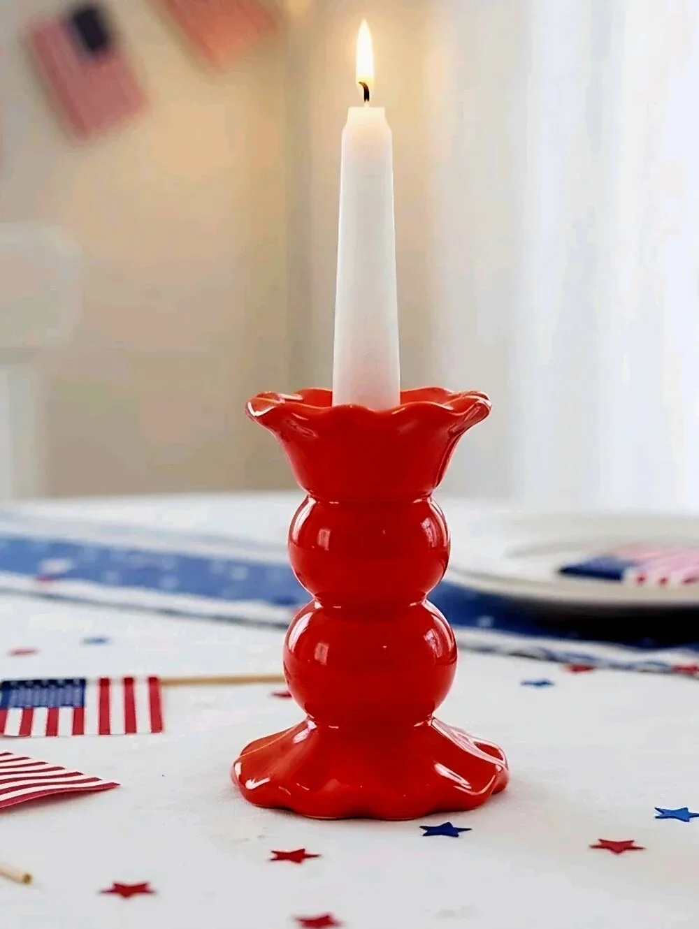 Bundle of 2 new Taper Candle Holder, Red 4.5